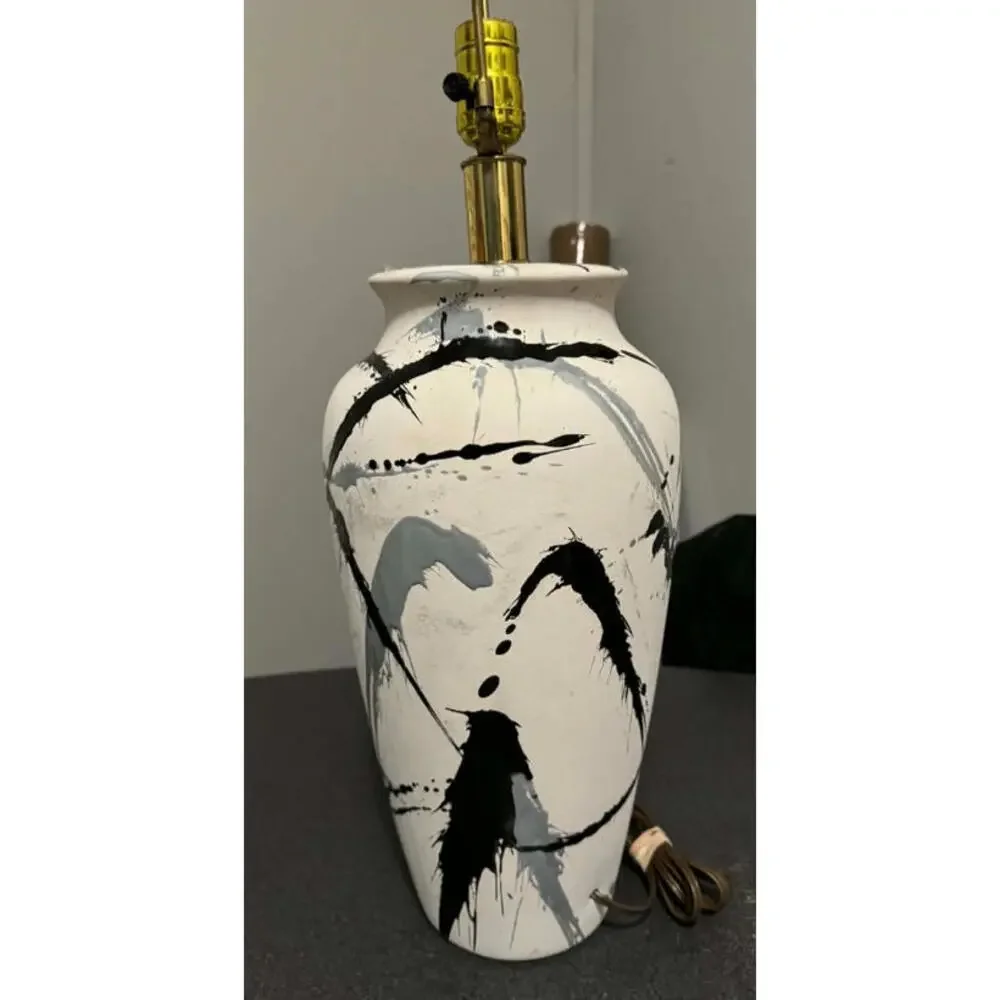 VTG 1980's Jackson Pollock Style Inspired Table Lamp RARE!!